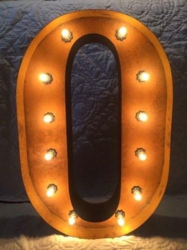 New Rustic Metal Letter O Light Marquee: Sign Wall Decoration 24" Vintage