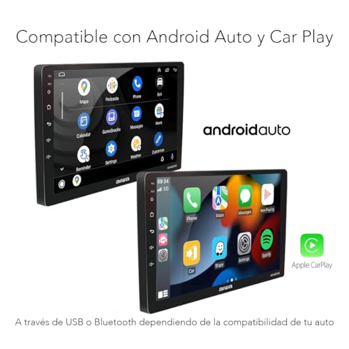 Aiwa Autoestéreo AW-A802BS Android 11 Pantalla QLED 9″ HD Bluetooth 4.2 WiFi GPS USB AUX RCA 4×50W 2GB RAM 32GB CarPlay Android Auto Cámara Reversa Negro