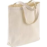 Wholesale Canvas Tote Bags, 15"W x 16"H x 3"G, Cotton Reusable Grocery Shopping Bags, Blank, DIY Painting Printing Embroidery