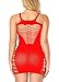 Vorifun Womens Babydoll Hollow Fishnet Lingerie Hot Mini Dress Tube Chemise Bodysuit (Red)