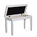HOMCOM Piano Bench, Duet Piano Chair with Faux Leather Padded Cushion and Wooden Frame, Button Tufted Keyboard Bench, White