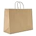 Road 16x6x12 inches Large Kraft Brown Paper Bags with Handles, Shopping, Grocery, Mechandise, Party Bags (50)