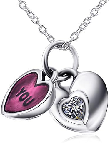 925 Sterling Silver Double Hearts Pendant Necklace The Complete Love of You and Me Necklace For Women