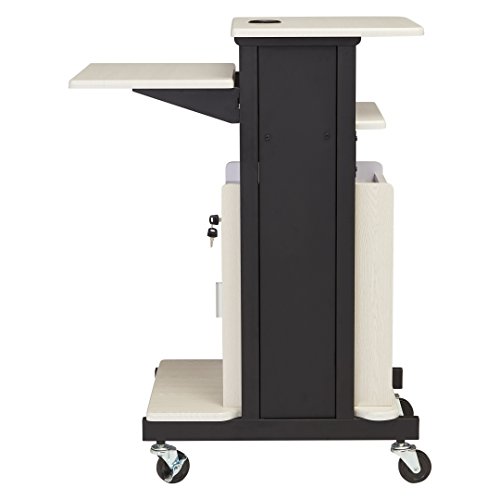 Oklahoma Sound PRC-250 Deluxe Presentation Cart, 30" Length x 18" Width x 40.5" Height, Ivory Woodgrain - Thumbnail 5