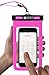 Kobert Waterproof Cell Phone Case (Pro Pink), Dry Bag Pouch for iPhone 8, 8 Plus, X, 6s, 6s Plus Samsung Galaxy s7, s7 Edge, s6, Any Phone up to 6 Inches - Pink Strap and Armband