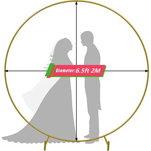 AM ANNA Round Metal Arch Backdrop Stand 6.5ft,2 Meter Wedding Arch Circle Balloon Arch Iron Frame Decoration for Valentine Graduation Party Event Photo Background (Golden Circle Balloon Arch Stand)
