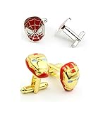 2 pairs Superhero Spiderman and Iron Man Cufflinks