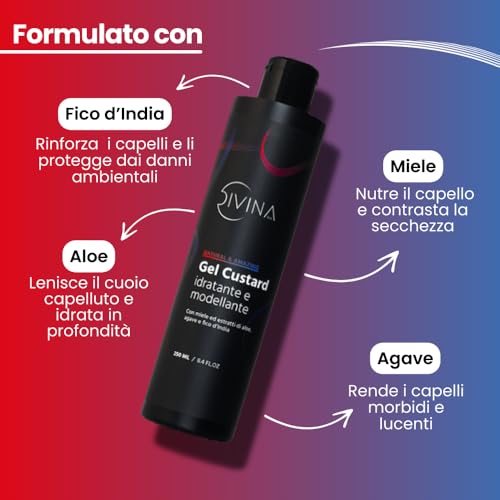 DIVINA BLK Natural & Amazing Afro Super Curly Curling Gel Custard Moisturizing Anti-Frizz and Shaping with Natural Extracts (250ml)