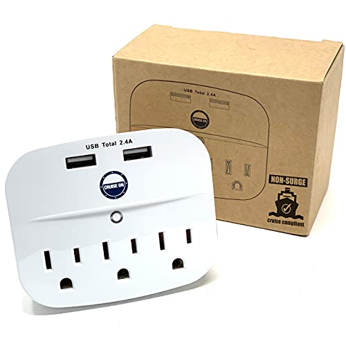 Cruise Power Strip No Surge Protector with USB Outlets Ship Approved