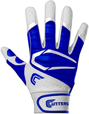 Cutters Gloves Youth Power Control 2.0 Batting Gloves, White/Royal, Medium