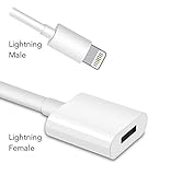 Lightning Extension Cable, 8 Pin Extension Cable, ALife 8-pin Charging Adapter for iPad Pro Male to Female Flexible Connector (3 Feet) (White)