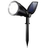 LITOM Upgraded 2-in-1 Solar Landscape Spotlights Lights with 2 Solar Panels & 2 Modes, Auto On/Off Waterproof Outdoor Solar Powered Wall Lights for Garden Patio Backyard Garage Driveway Bush 1 Pack