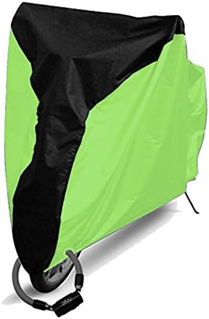 Bicycle Cover, Premium Lockable Bike Cover with buckled -190T Nylon Heavy Duty Waterproof Dust and UV for Mountain Bike / Road Bike Parked Outdoors or Indoors (Black+Green, L)