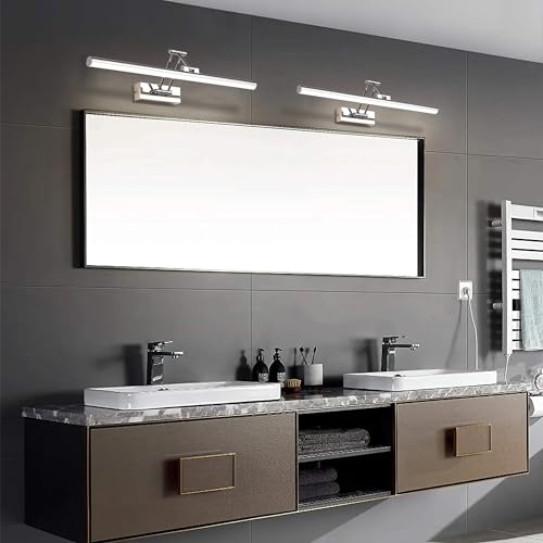 YHTlaeh LED Mirror Lamp 10 W 720 Lumen Bathroom Mirror Neutral White 4000 K Bathroom Lamp IP44 Waterproof No Flicker 230 V (Chrome, 40 cm)
