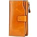 Itslife Women's RFID Blocking Large Capacity Luxury Wax Genuine Leather Cluth Wallet Ladies Card Holder (Tan RB)
