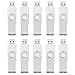 Flash Drive 4GB 10 Pack, Pen Drive AreTop USB2.0 Flash Drive Memory Stick Swivel Thumb Drives for Fold Date Storage (Pack 10Pcs-White)