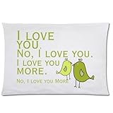 WECE Zippered Pillowcase 20x30 inch (one side) Funny Birds Say I Love You More Pillow Cover Cases