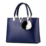 SILI Women Faux Leather Handbag Zipper Shoulder Bag Top Handle Handbag Fashion Designer Lady Purse Royal Blue