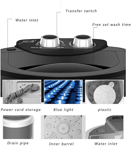 ZERIFAM Portable Washing Machine,Large Capacity Foldable Washing Machine with Washer Removable drying bucket,3 Modes Timing Cleaning, Cleans for Apartment, Dorm, RV, Travel & Hotel Use