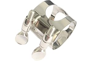 JFDWOPHT Nickel-plated Silver Clarinet Mouthpiece Ligature with Double Adjustable Screws for B Flat Clarinets