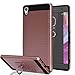 Xperia XA Case With Phone Stand,Ymhxcy [Metal Brushed Texture] Hybrid Dual Layer Full-Body Shockproof Protective Cover Shell For Sony Xperia X A 2016-LS Rose Gold