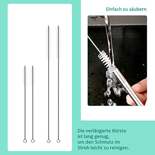 QTTO Strohhalm Edelstahl, 8er Set Wiederverwendbare Metall Trinkhalme, Mit 2 Reinigungsbürsten, Umweltfreundlich… – Bild 7