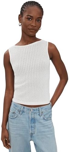 NIC+ZOE, Womens, Knit Eyelet Split Neck Top, Paper White, X-Small