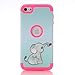 Urberry Ipod Touch 6 Case, Hybrid 3 Layer Rugged Hard Cover, Ipod Touch 5 Case, Cute Elephant Case for Touch 5/6 with a Free Stylus
