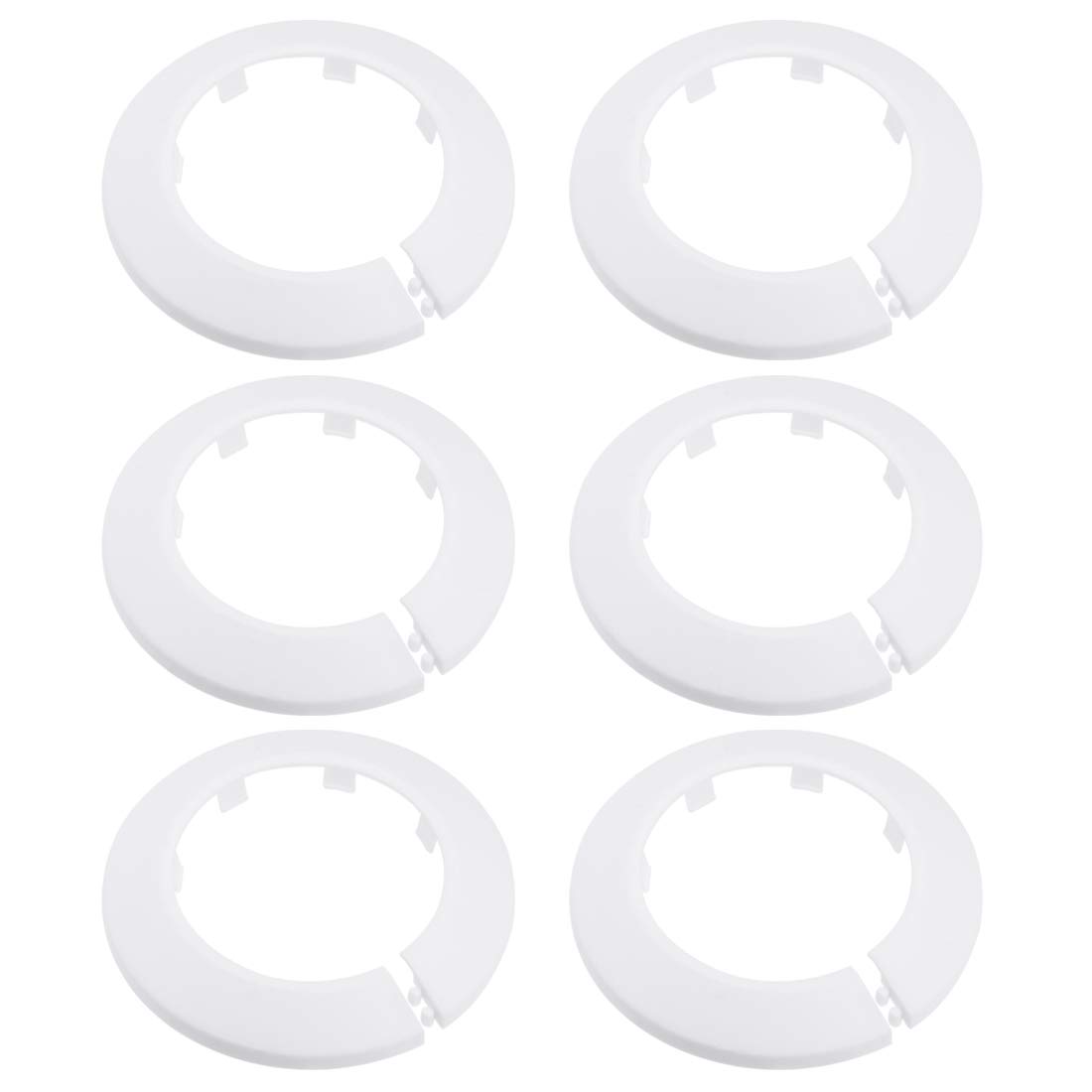 sourcing map 62mm Pipe Cover Decoration PP Plastic Water Pipe Escutcheon White 6pcs