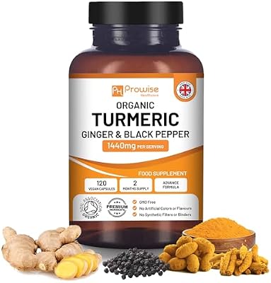 Kurkuma Curcumin 1440 mg mit schwarzem Pfeffer und Ingwer I 120 Vegane Kurkuma-Kapseln Hochfest (2 Monate Lieferung)