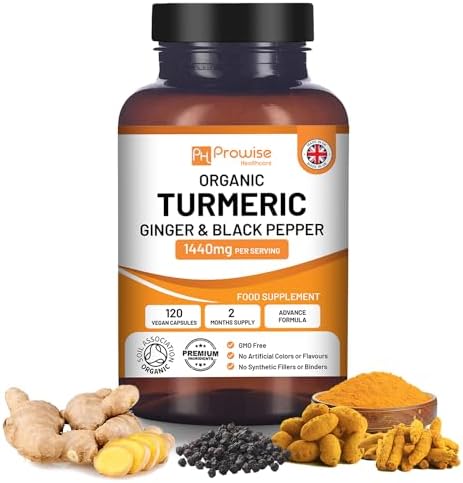 Kurkuma Curcumin 1440 mg mit schwarzem Pfeffer und Ingwer I 120 Vegane Kurkuma-Kapseln Hochfest (2 Monate Lieferung)
