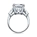 BERRICLE Rhodium Plated Sterling Silver Emerald Cut Cubic Zirconia CZ 3-Stone Engagement Ring