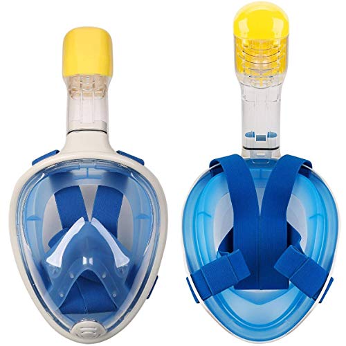 Pankoo Full Face Snorkel Mask, 180º Panoramic View Diving Scuba Mask with Anti-Fog and Anti-Leak with Adjustable Head Straps Design for Adults,Youth,Kids