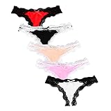 KUKOME Womens Lace Soft Panties Brief Underwear (Larger, Mixed Color Sets 2-5pack)