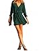 Yonala Women's V Neck Drawstring Wasit Loose Short Cotton Dress with Pocket