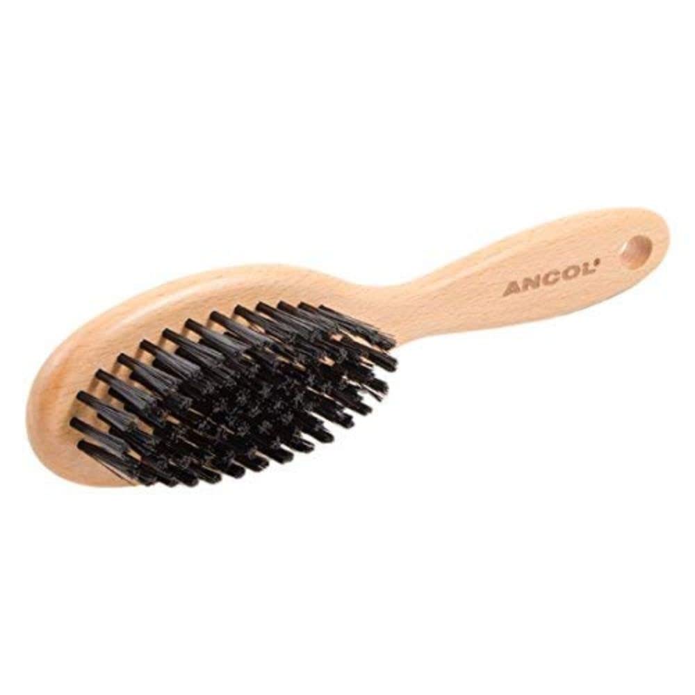 Ancol Heritage Soft Bristle Dog Brush Puppy Pet Grooming Tool Light Brown Wood Handle Extra Soft Nylon Bristles Removes Dead Hair Promotes Glossy Coat Small