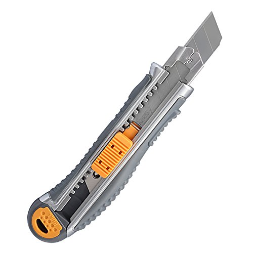 MulWark Premium Rust-Proof Stainless Steel Snap-Off Utility Knife, With Multiple Extra Sharp Retractable Razor Blades Self-Loaded, Metal Safety Lock And Ergonomical Handle