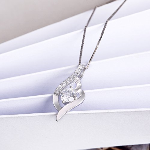 Necklace, 925 Sterling Silver CZ Pendant Necklace Potok Fine Jewelry for Women 18", Ideal Gifts for Daughter Girlfriend Mother