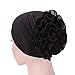 Raylans Women Flower Elastic Turban Beanie Head Wrap Chemo Cap Hat (1#)