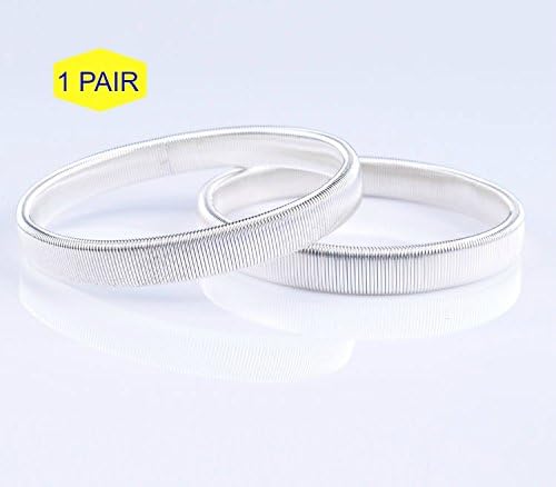 HappySundog Shirt Sleeve Metal Armbands/Garters/Holders - Solid Color Elastic Bracelet Arm Shirt Sleeve (1 Pair) (silver)