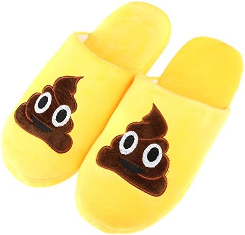TMXFISH Unisex Warm Winter Slippers Emoji Cute Cartoon Soft Plush Fluffy Stuffed Indoor Household Home Bedroom Shoes Anti-slip Memory Foam Casual Slip-on Footwear (Label Size XL = US10-US11, Poop)