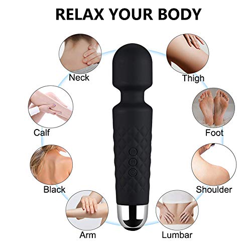 Personal Electric Wand Massager Powerful with Flexible Head, Cordless Waterproof Rechargeable Massager for Back, Neck, Shoulder Muscle Aches