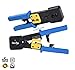 RJ45 Crimp Tool Ethernet Pass Thru Crimper with 5Pack 8Pin Replacement Blades and Cat6 Connectors 20Pcs for Cat5 Cat5e Cat6 RJ45 RJ12 Regular and Pass Through Ends Comes