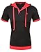 Coofandy Men's Casual Short Sleeve T-shirt Patchwork Hooded Polo Shirts, Black, XX-Large