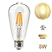Leadleds 8W Vintage LED Filament Bulb, 80 Watt Incandescent Equivalent 2700k Soft White, E26 Medium Base Edison Style LED Bulb Dimmable for Dining Room, Bathroom, Office
