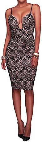 Halter Dress- Women’s Sexy V-Neck Slim Halter Bodycon Dress, Knee Length Mini Dress With Size S, M, L And XL, Popular In Club, Party (X-Large)