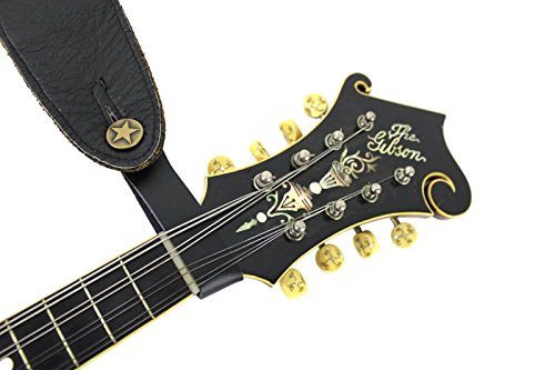 Black Genuine Leather Guitar Strap Hook Button For Acoustic / Folk / Guitar
