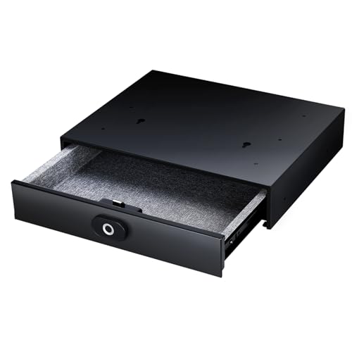 POENVFPO Fingerprint Safe Box Strong Screw/Fastener, Drawer Security Box with Material Portable Steel Home Office Hotel Use. Silent Slide Rail, USB Charging, Versatile