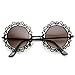 zeroUV Womens Fashion Metal Cut-Out Lace Circle Round Sunglasses (Black Lavender)