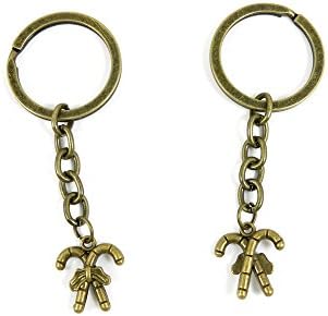 100 Pieces Ancient Bronze Keychain Keyring Key Chain Ring Charms Jewelry Making Handmade I0KF8 Pair Crutches